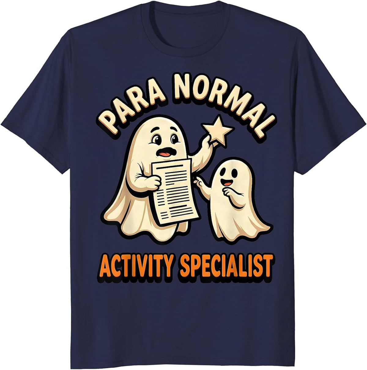 Men's Para Normal Activity Specialist Funny Ghost Paraprofessional T-Shirt - Navy Blue