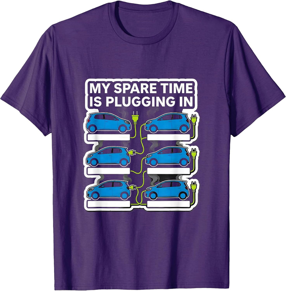 Men's My Spare Time Is Plugging In Funny Car Enthusiast Electric T-Shirt - Purple