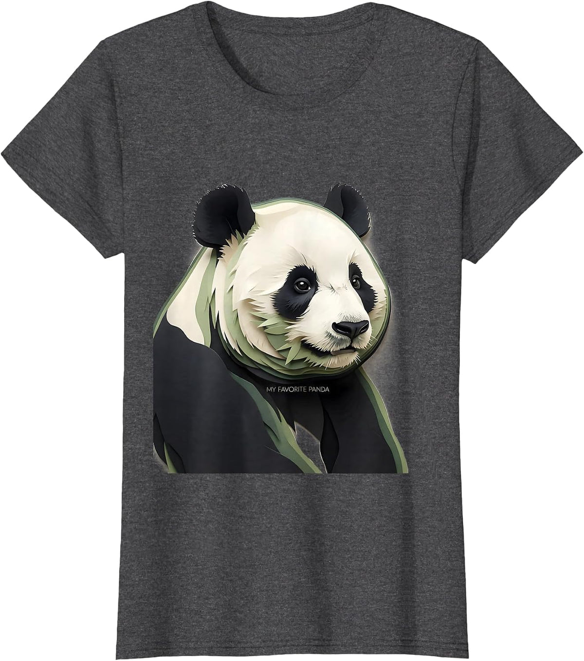 Women's My Favorite Panda Paper Cutout Animal Art Portrait Panda T-Shirt - Dark Heather Grey