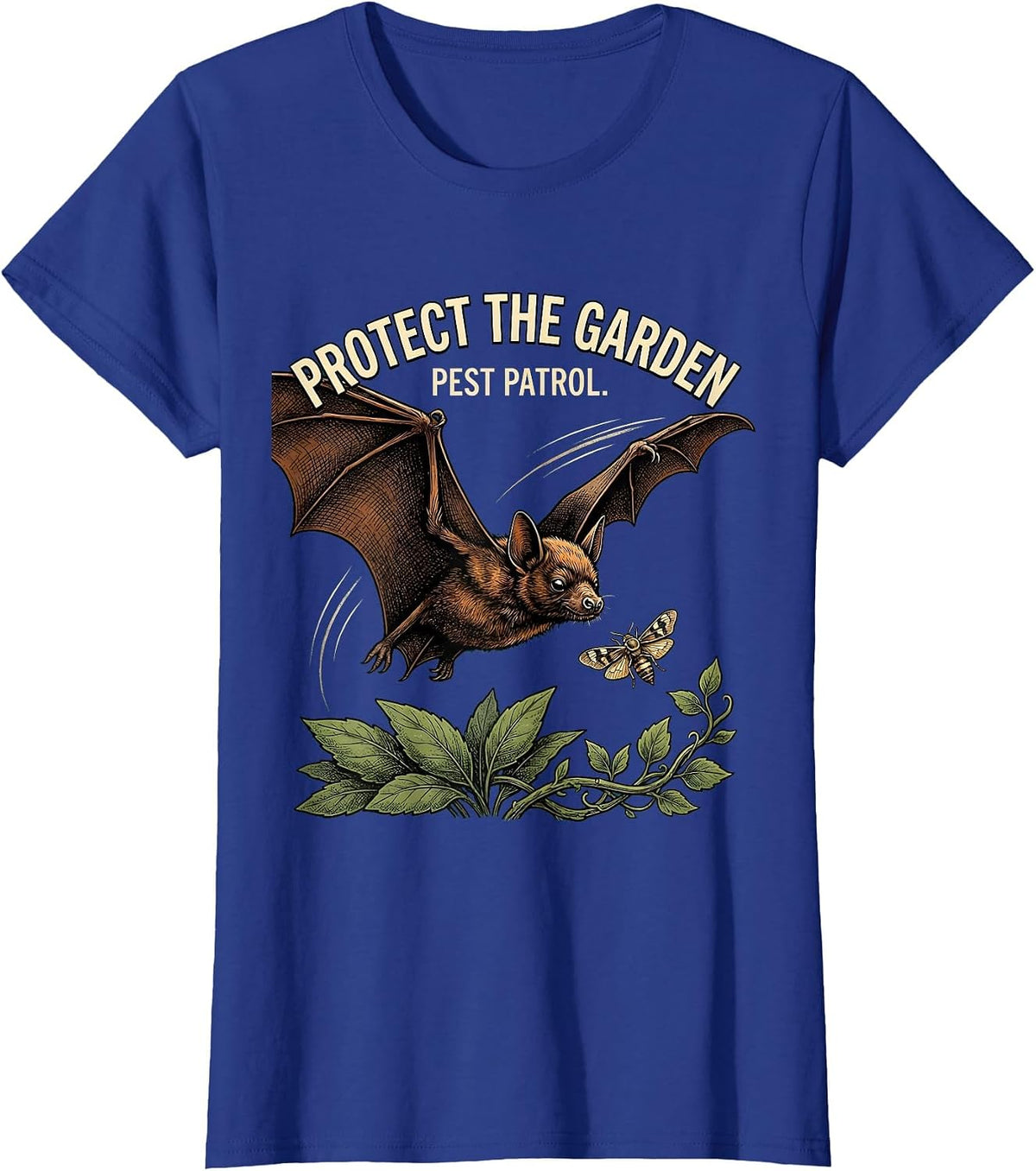 Women's Protect The Garden Pest Patrol Bat Lover Wildlife T-Shirt - Royal Blue