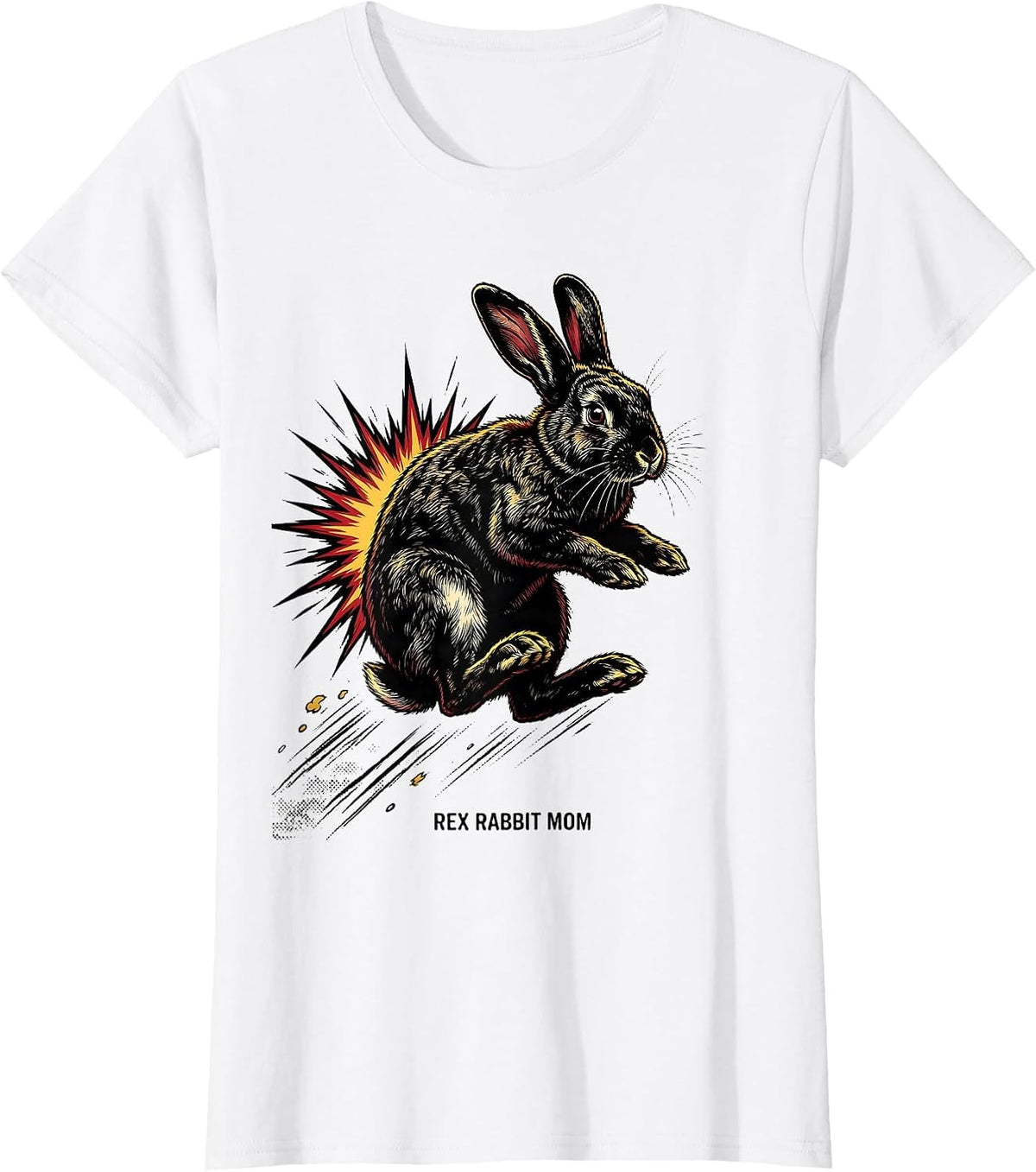 Rex Rabbit Mom Comic Book Alt Goth Bunny Lover Humor T-Shirt - White