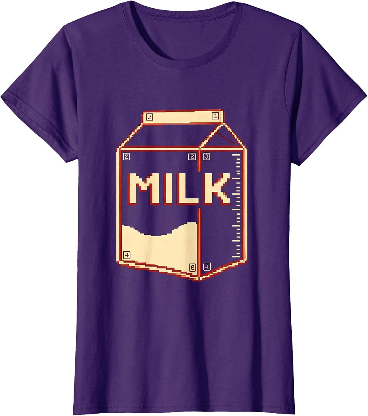 Women's MILK Pixel Art Halloween Costume Shirt Party Gag Gift T-Shirt - Purple