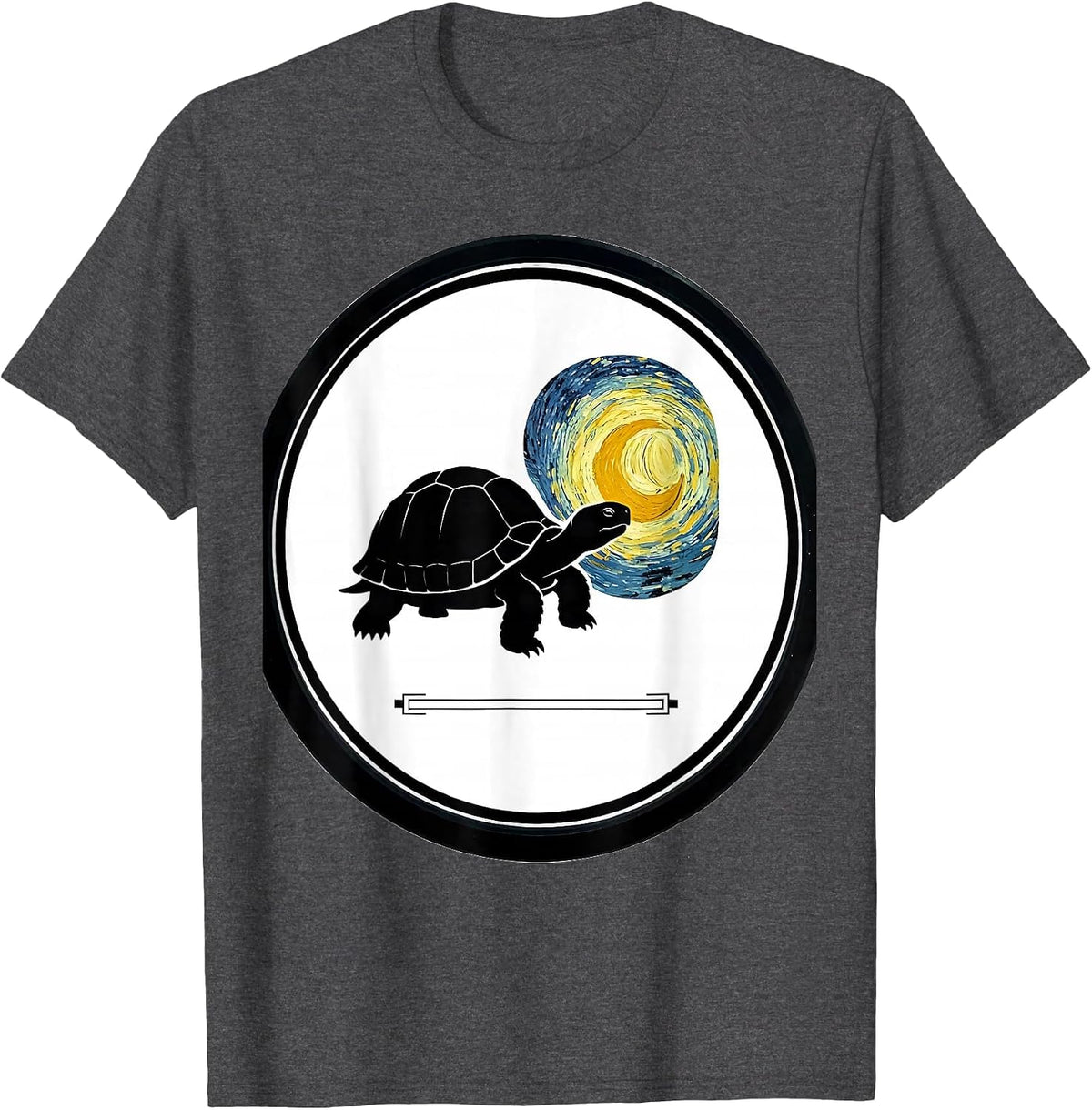 Sealed Badge Tortoise Night Sky Art Pet Lover T-Shirt - Dark Heather Grey