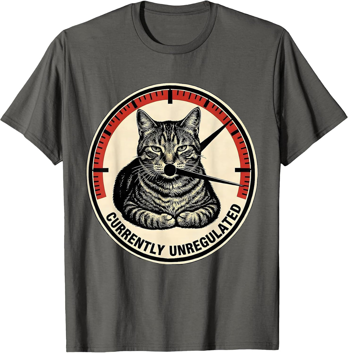 Currently Unregulated Funny Cat Meme Absurdist Internet T-Shirt - Asphalt Grey