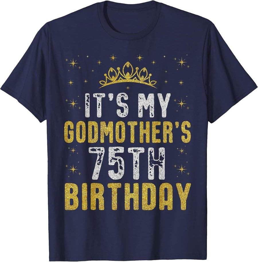 Happy It's My Godmother's 75th Birthday 1950 75 Years Old T-Shirt - Navy Blue