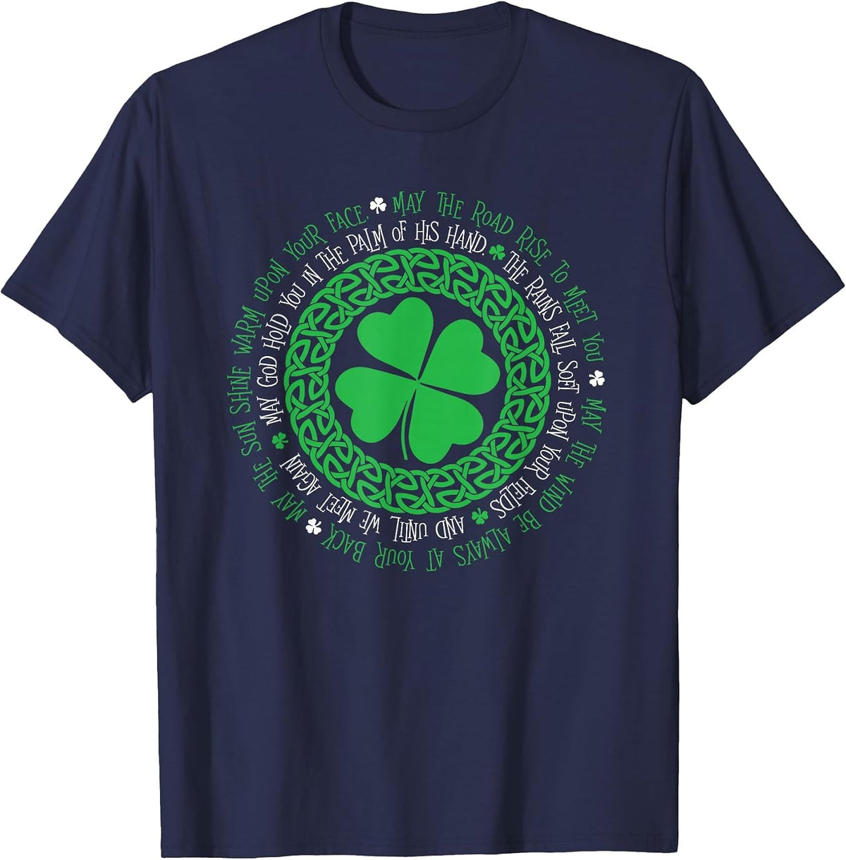 Irish Blessing Celtic Knot 4 Leaf Clover - St. Patrick's Day T-Shirt - Navy Blue