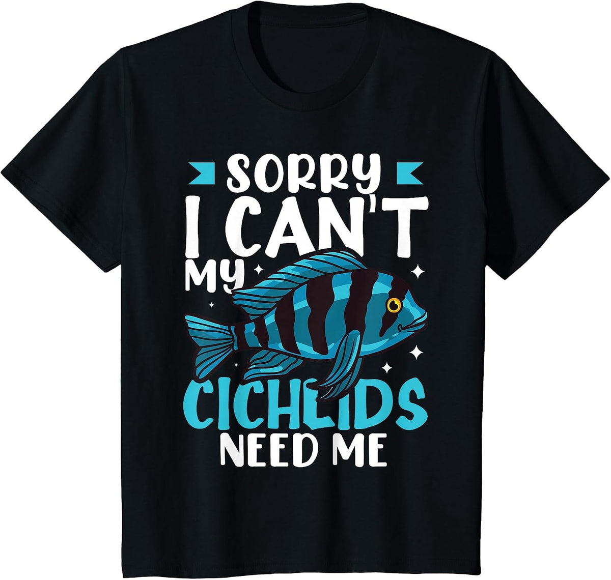 Cichlid Fish Funny Animals African Aquarium T-Shirt - Black