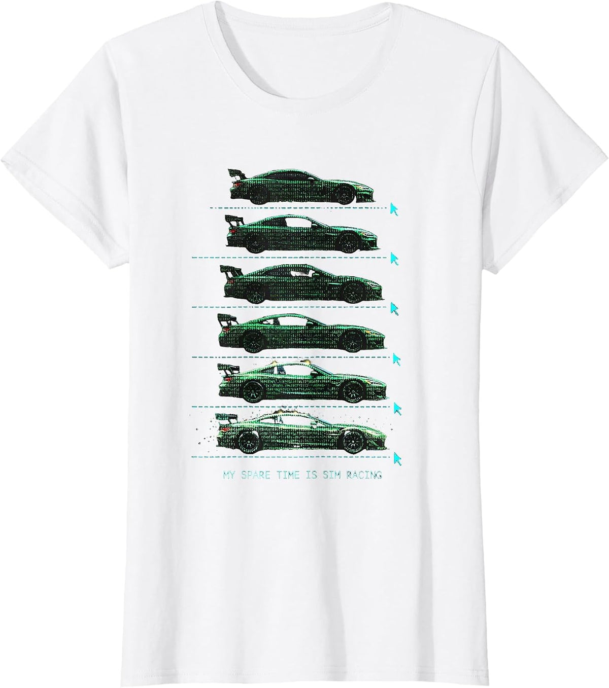 Women's My Spare Time Is Sim Racing Funny Car Enthusiast Hobbyist T-Shirt - White