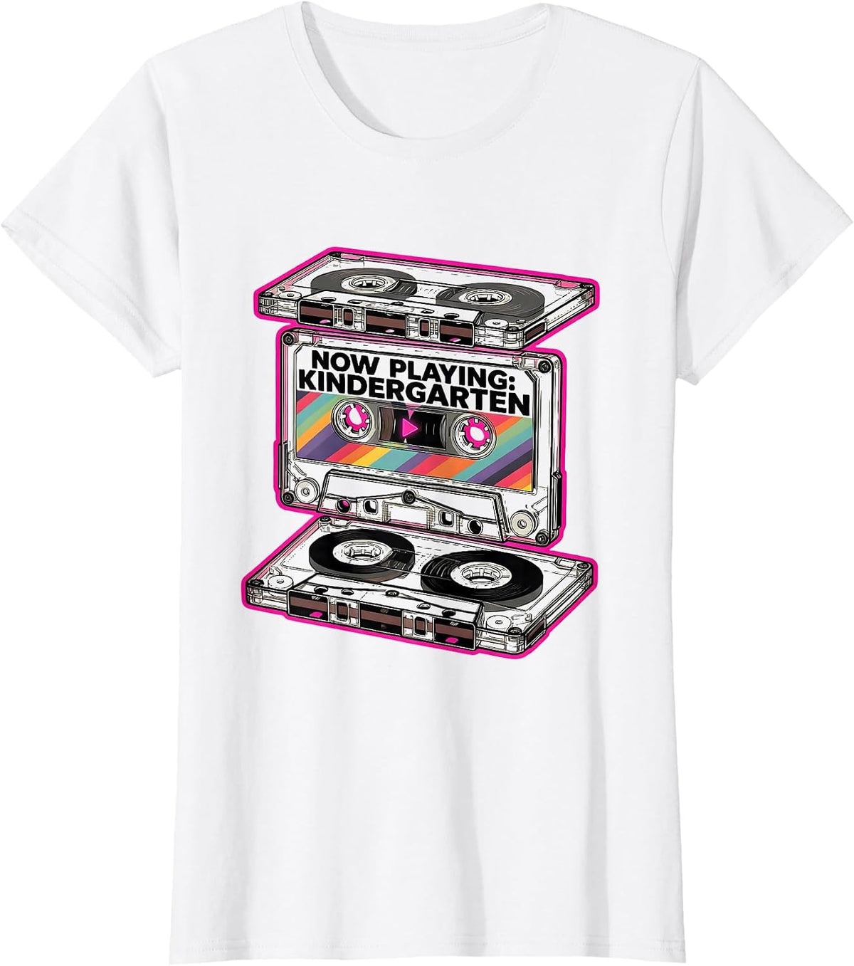 Women's Now Playing Kindergarten Exploded View Technical Teacher T-Shirt - White