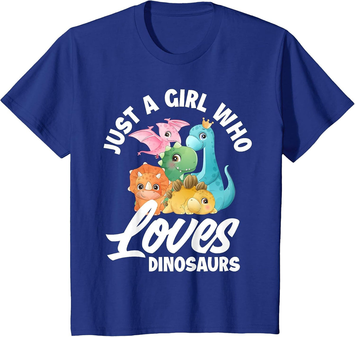 Just A Girl Who Loves Dinosaurs Dino Girls Dinosaur Lover T-Shirt - Royal Blue