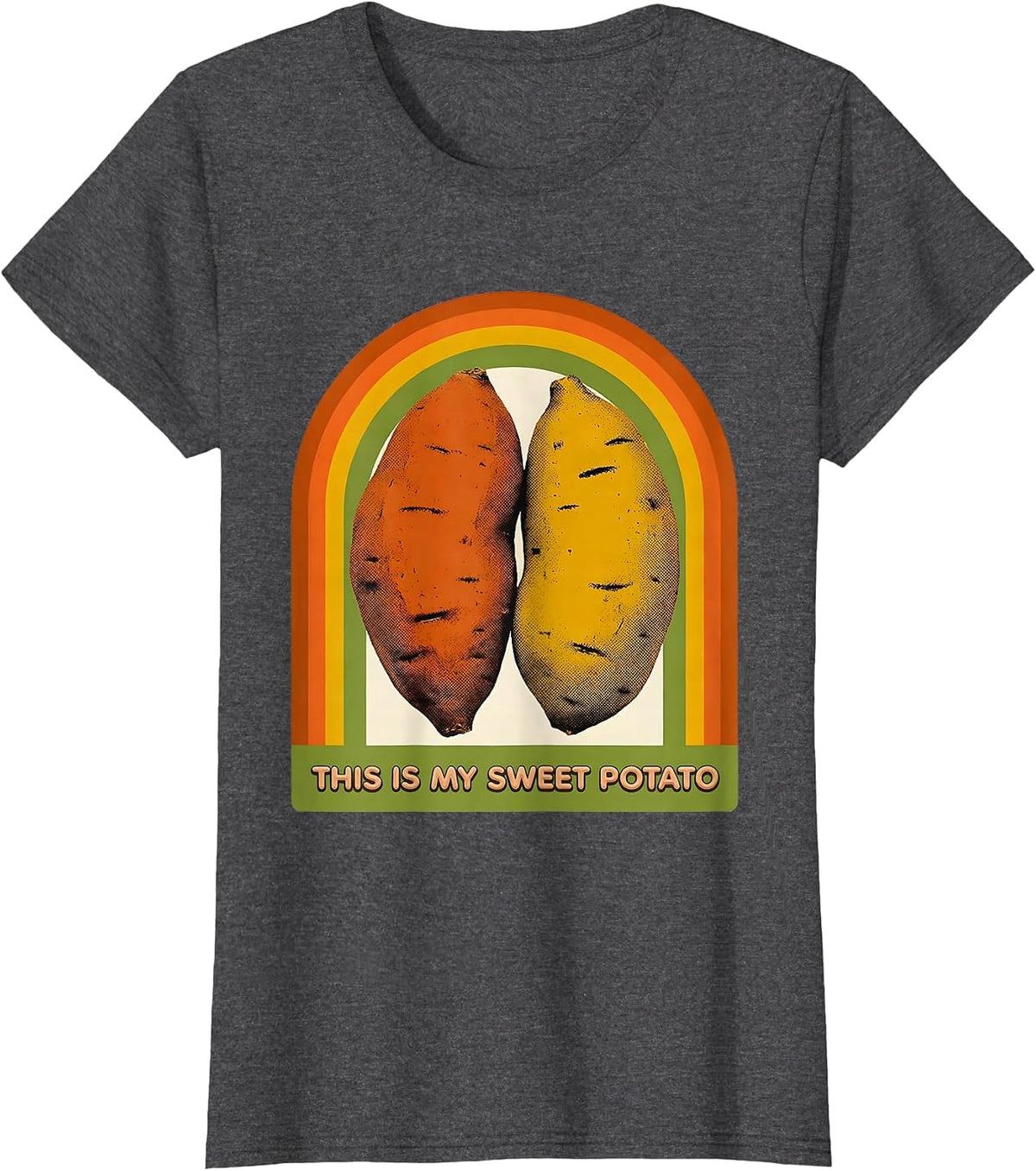 Women's This Is My Sweet Potato Retro 70s Couples Thanksgiving T-Shirt - Dark Heather Grey