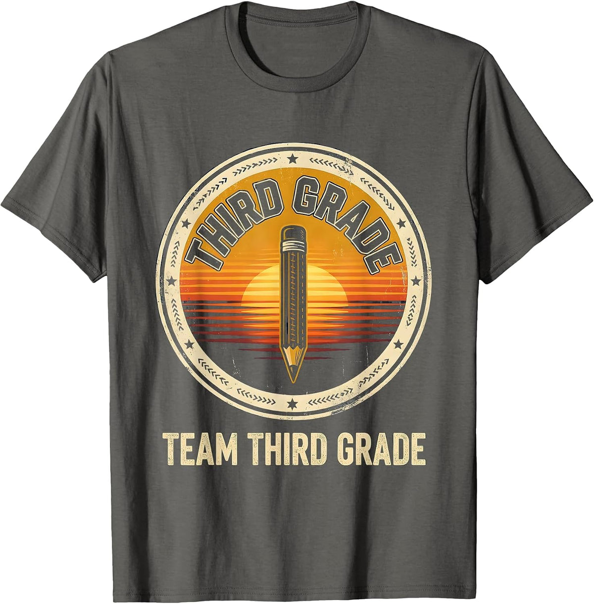 Team Third Grade Vintage Teacher Back To School T-Shirt - Asphalt Grey