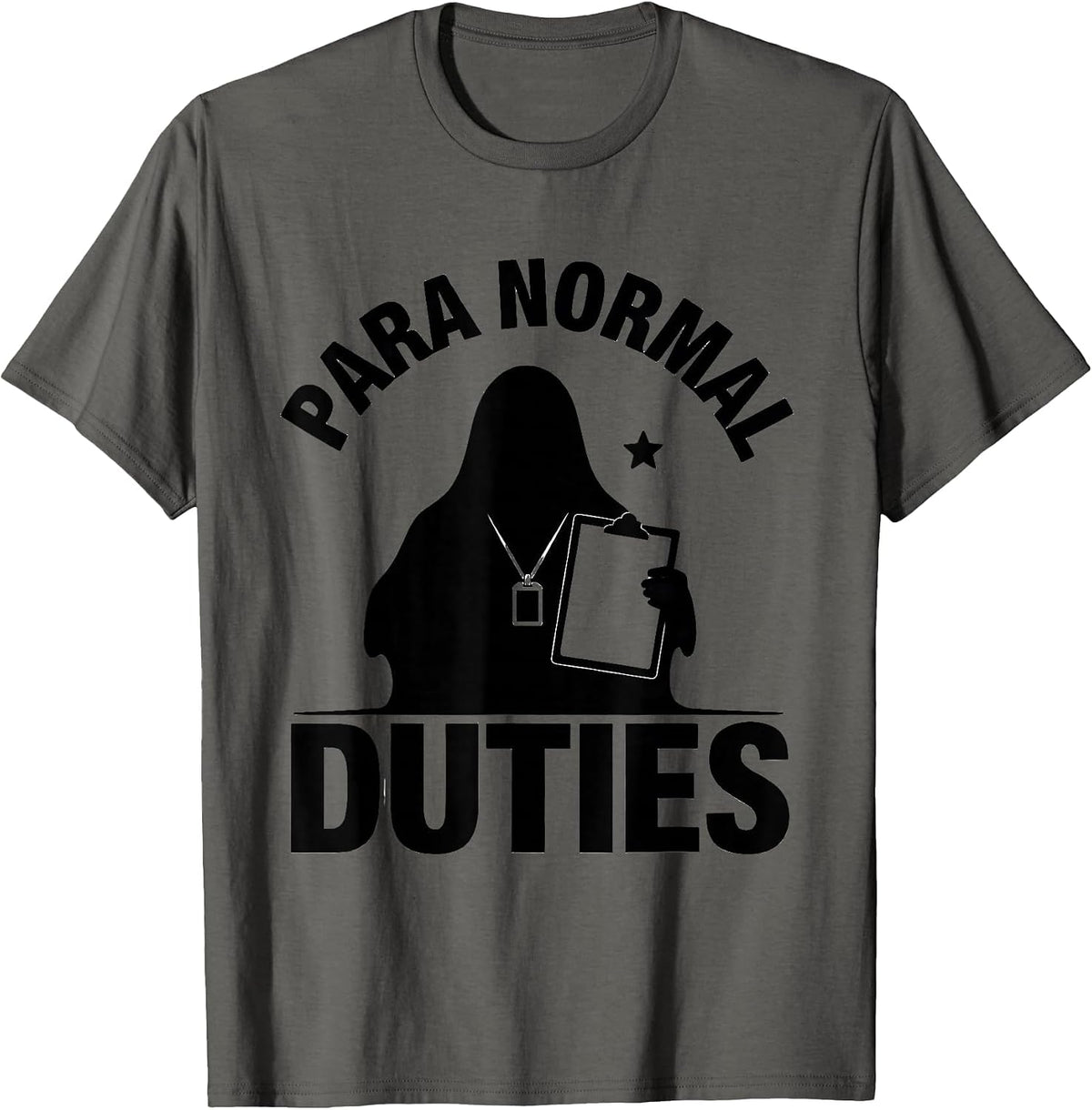 Men's Para Normal Duties Funny Ghost Paraprofessional Halloween T-Shirt - Asphalt Grey