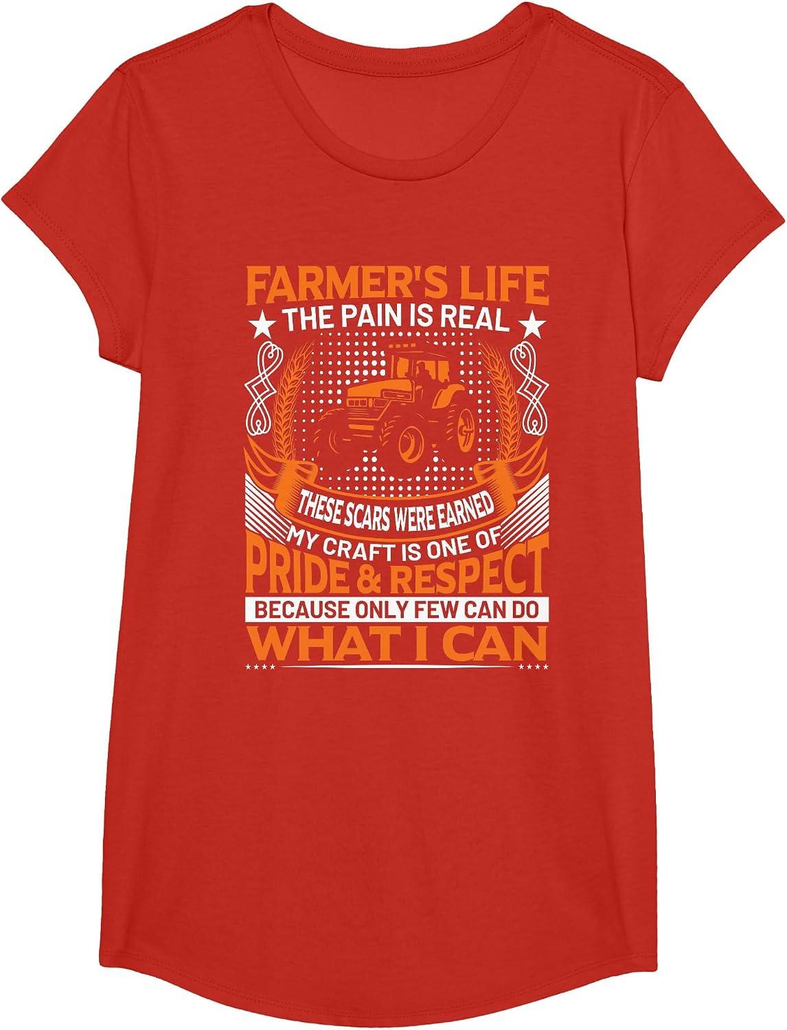 Funny Farmer’s Life Tractors Planting Crops Men Women T-Shirt - Girls Red