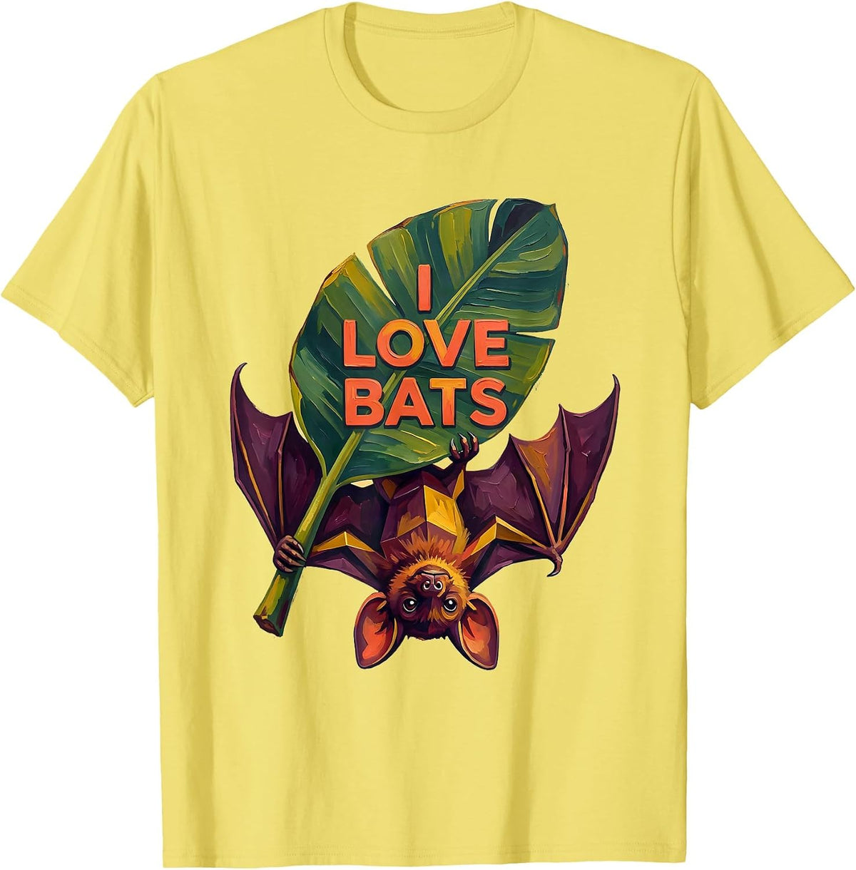 Men's I Love Bats Funny Bat Lover Wildlife Conservation Humor T-Shirt - Lemon Yellow