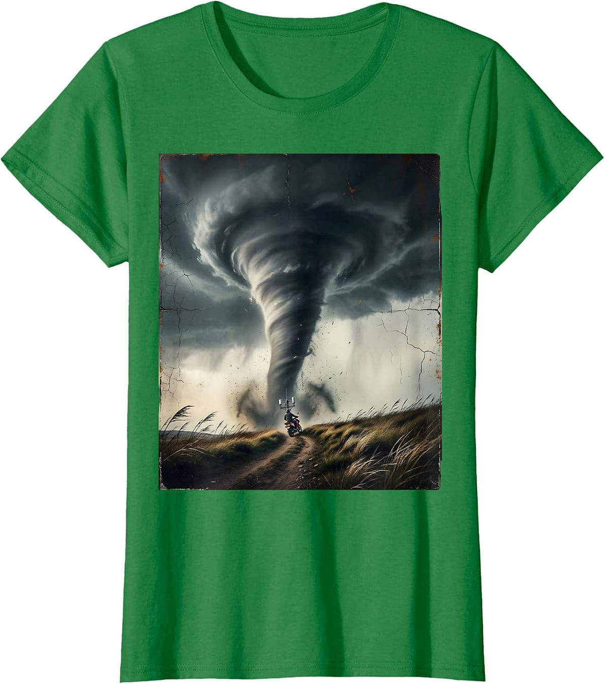 Women's Towering Tornado Storm Chaser Meteorology Enthusiast T-Shirt - Kelly Green