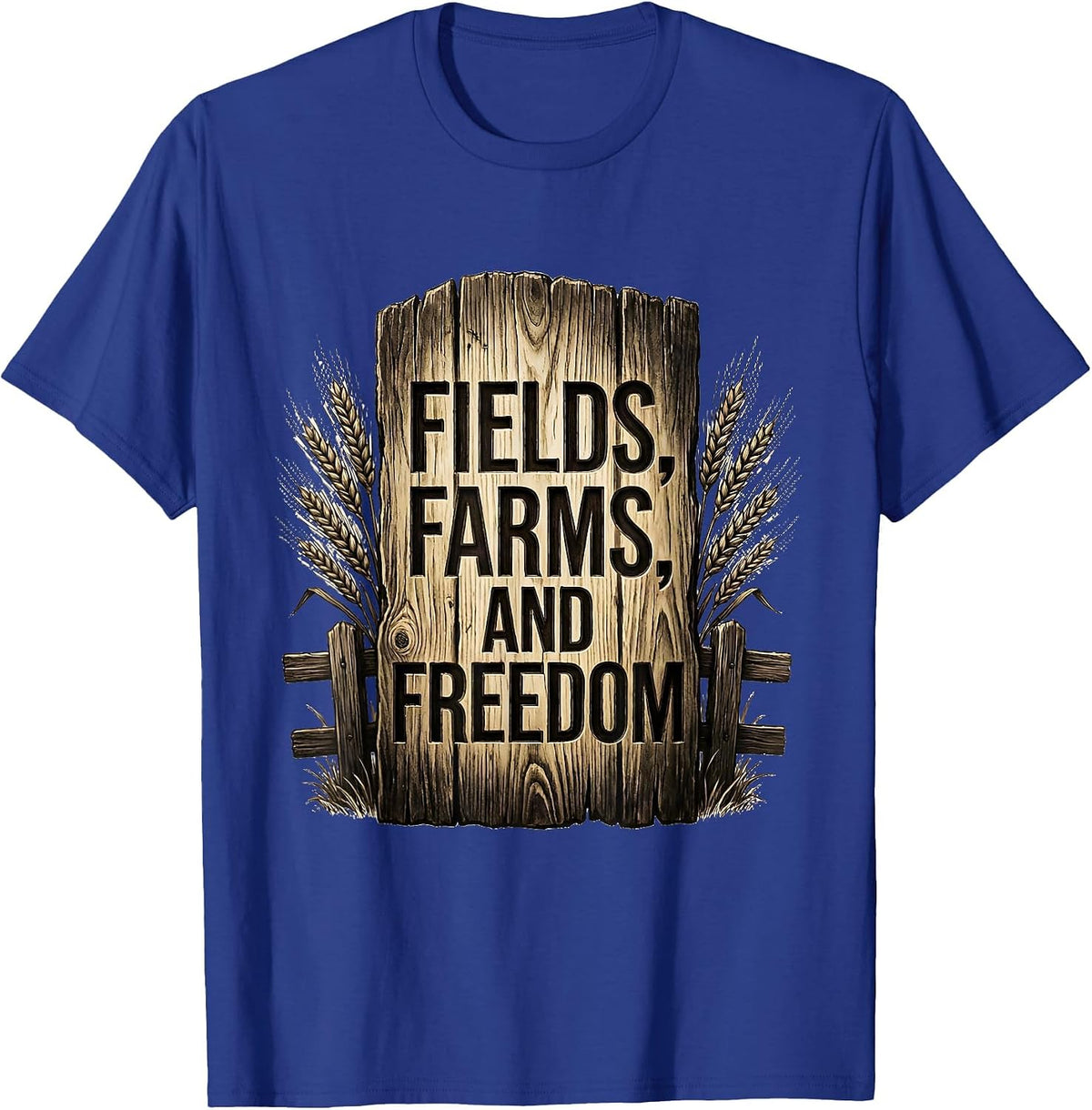 Fields Farms and Freedom Country Life Design T-Shirt - Royal Blue