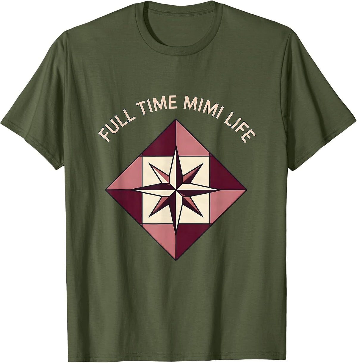 Men's Full Time Mimi Life Grandma Pride Design T-Shirt - Olive Green