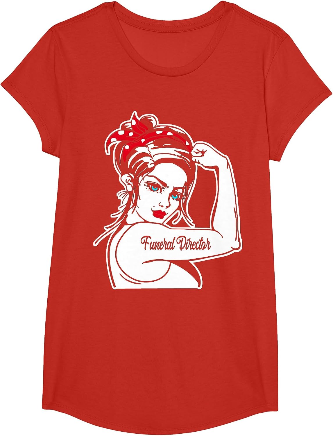 Female Funeral Director Rosie The Riveter Pin Up Girl T-Shirt - Girls Red