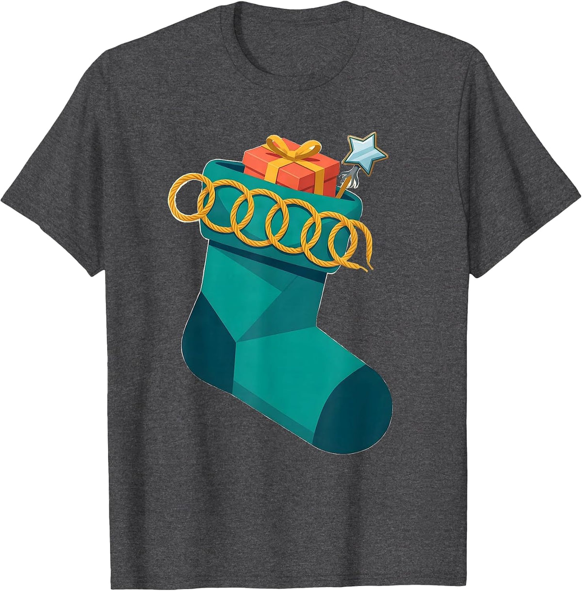 Men's Dental Bib Christmas Stocking Dentist Dental Office Gift T-Shirt - Dark Heather Grey