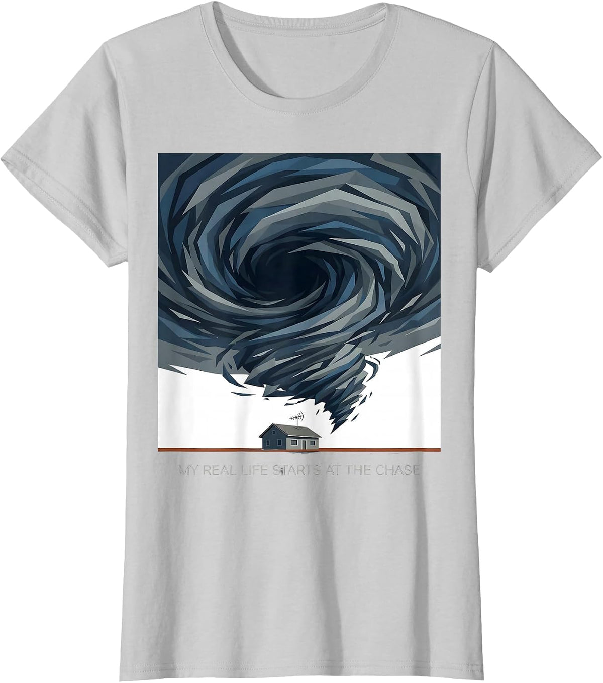 Women's My Real Life Starts At The Chase Storm Chaser Weather Humor T-Shirt - Silver Grey
