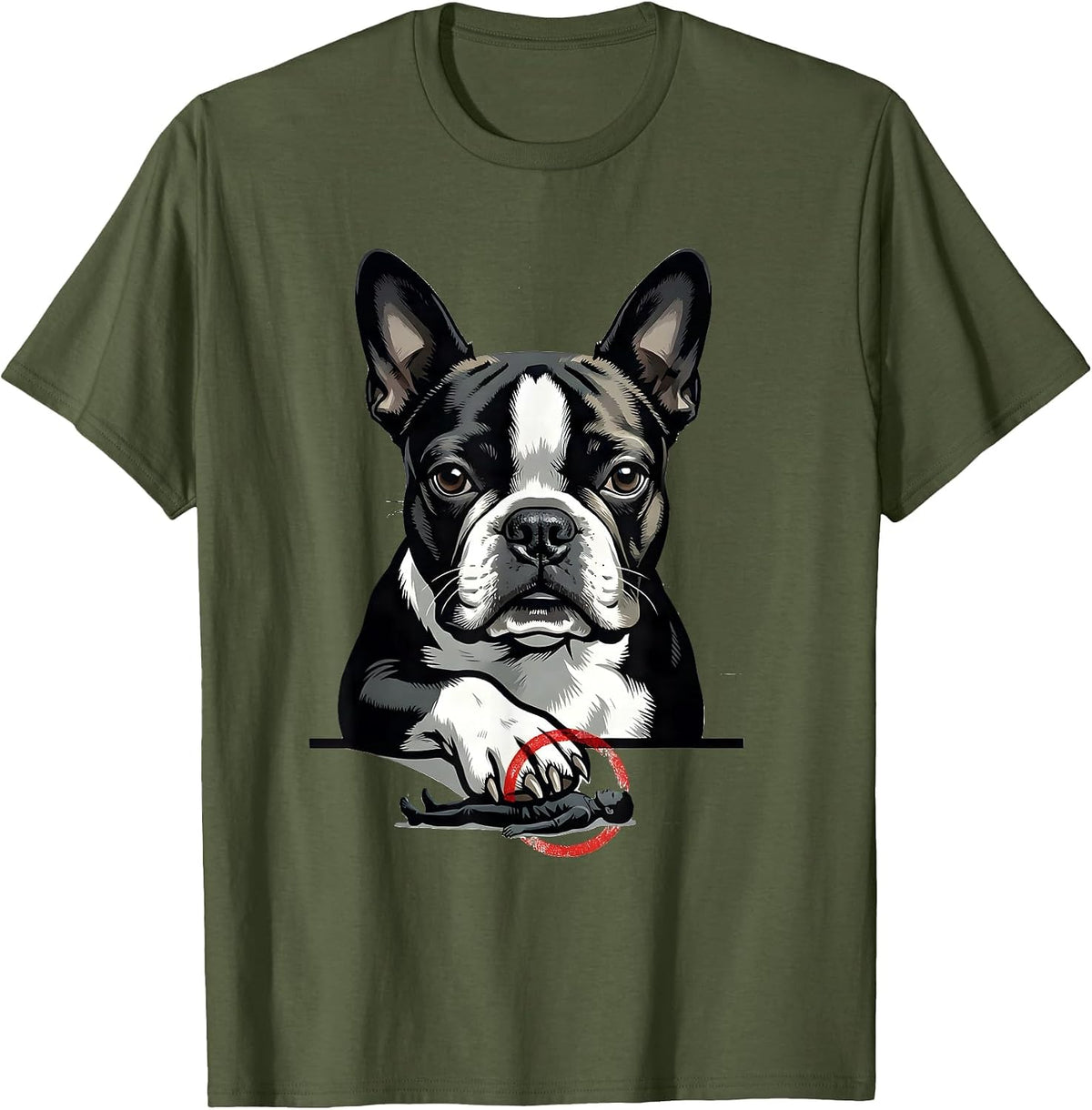 Boston Terrier Oversized Editorial Breed Humor Gift T-Shirt - Olive Green