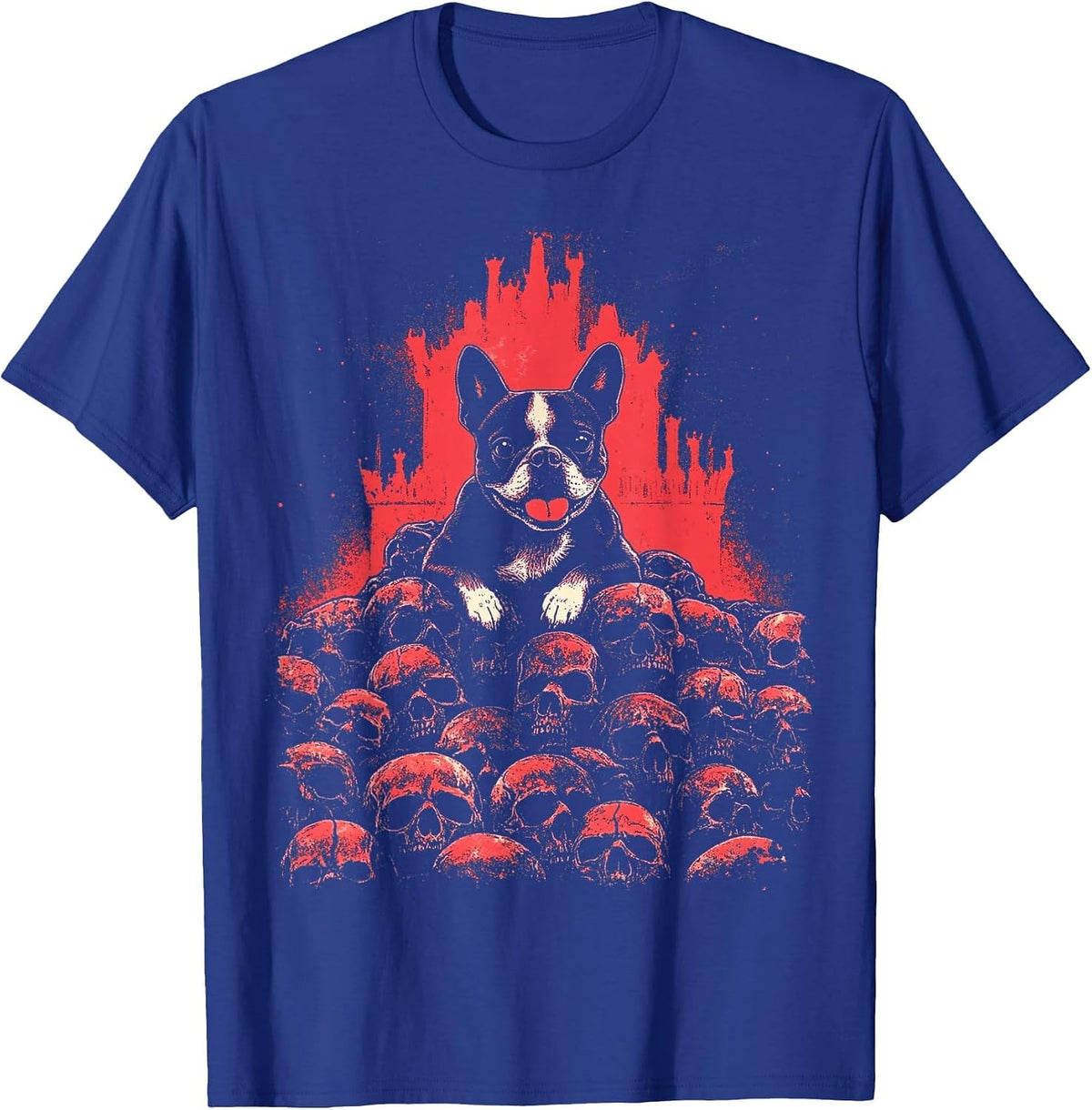 Boston Terrier Dog Skeleton Goth T-Shirt - Royal Blue