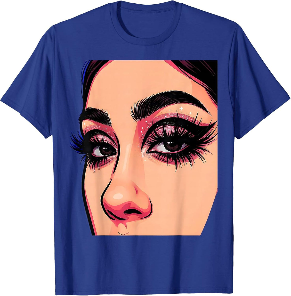Raccoon Eyeliner Extreme Closeup 2000s Portrait T-Shirt - Royal Blue