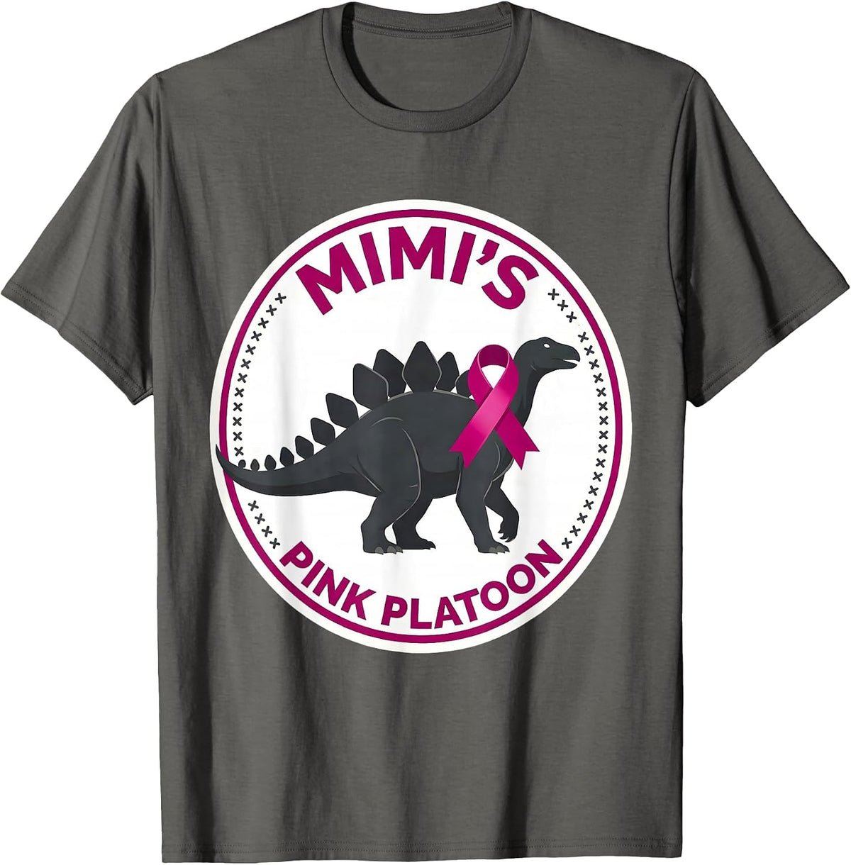 Mimi's Pink Platoon Editorial Conceptual Dinosaur Breast T-Shirt, Men, Asphalt Grey, Medium - As Pictured