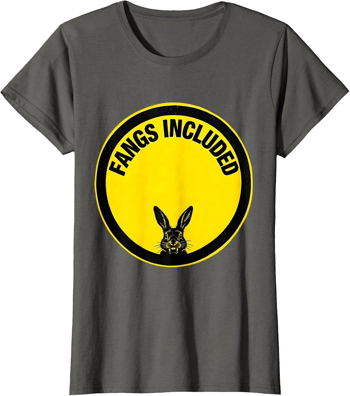 Women's Fangs Included Pastel Goth Creepy Cute Kawaii Bunny Horror T-Shirt - Asphalt Grey