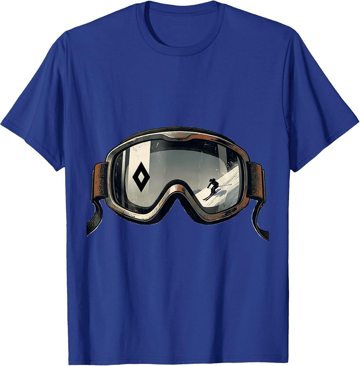 Men's Vintage Ski Goggle Double Black Diamond Ski Humor T-Shirt - Royal Blue