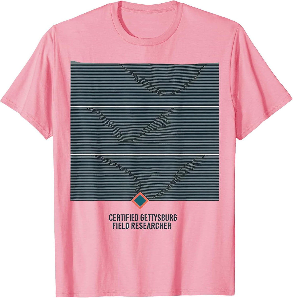 Men's Certified Gettysburg Field Researcher Flat Vector Civil War T-Shirt - Pink