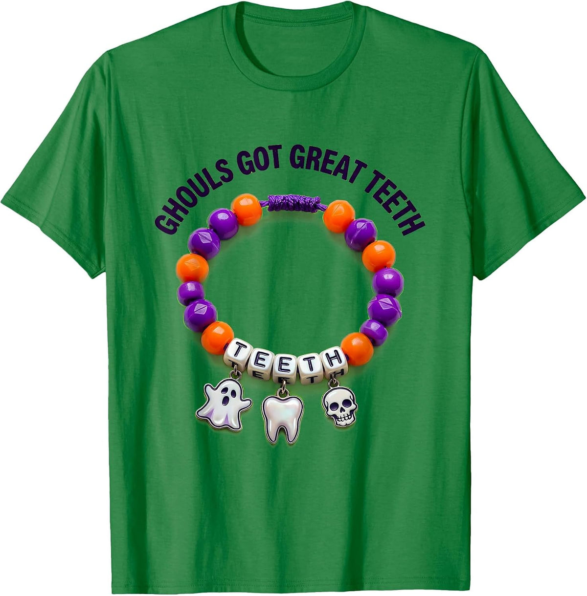 Men's Ghouls Got Great Teeth Halloween Dental Design T-Shirt - Kelly Green