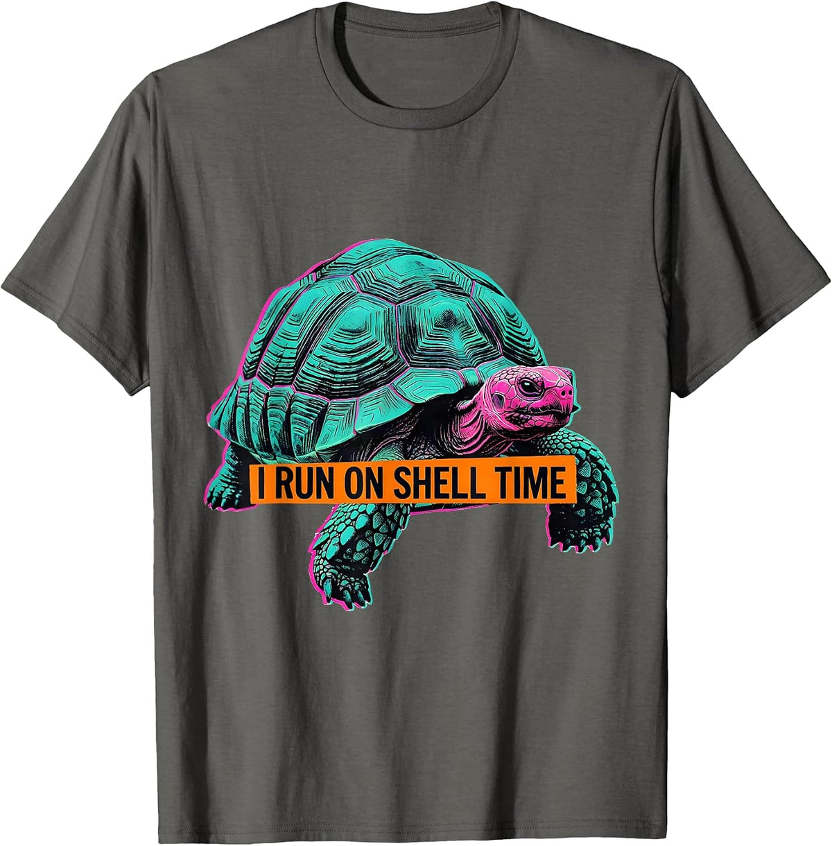 I Run On Shell Time Funny Tortoise Lover Pet Owner Gift T-Shirt - Asphalt Grey