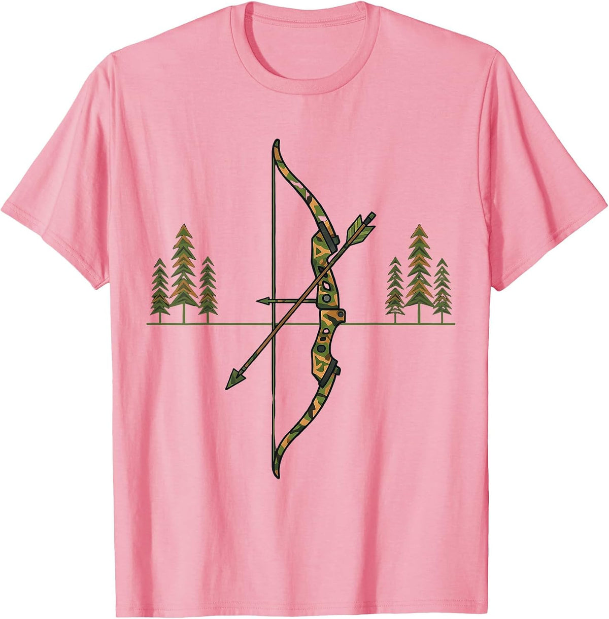 Men's Camo Hunting Bow and Arrow Graphic T-Shirt - Pink