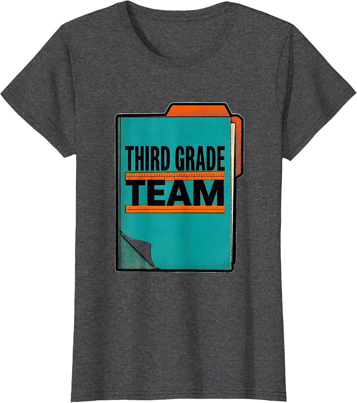 Women's Third Grade Team Risograph Teacher Crew Back To School Gift T-Shirt - Dark Heather Grey