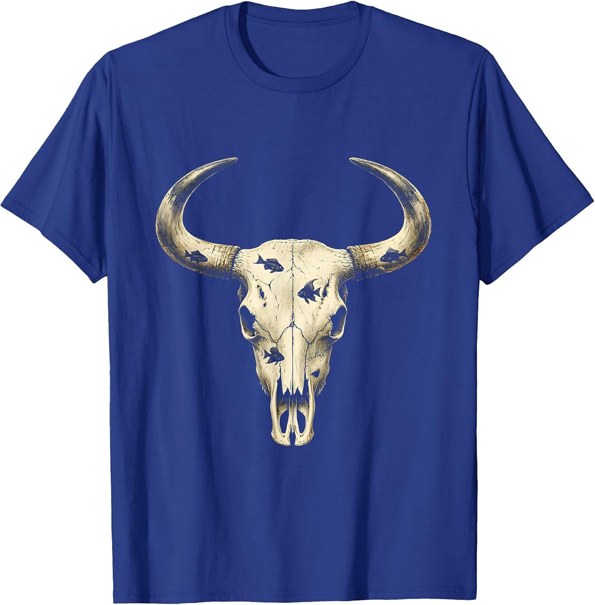 Men's Underwater Cow Tropical Fish Ocean Scene T-Shirt - Royal Blue