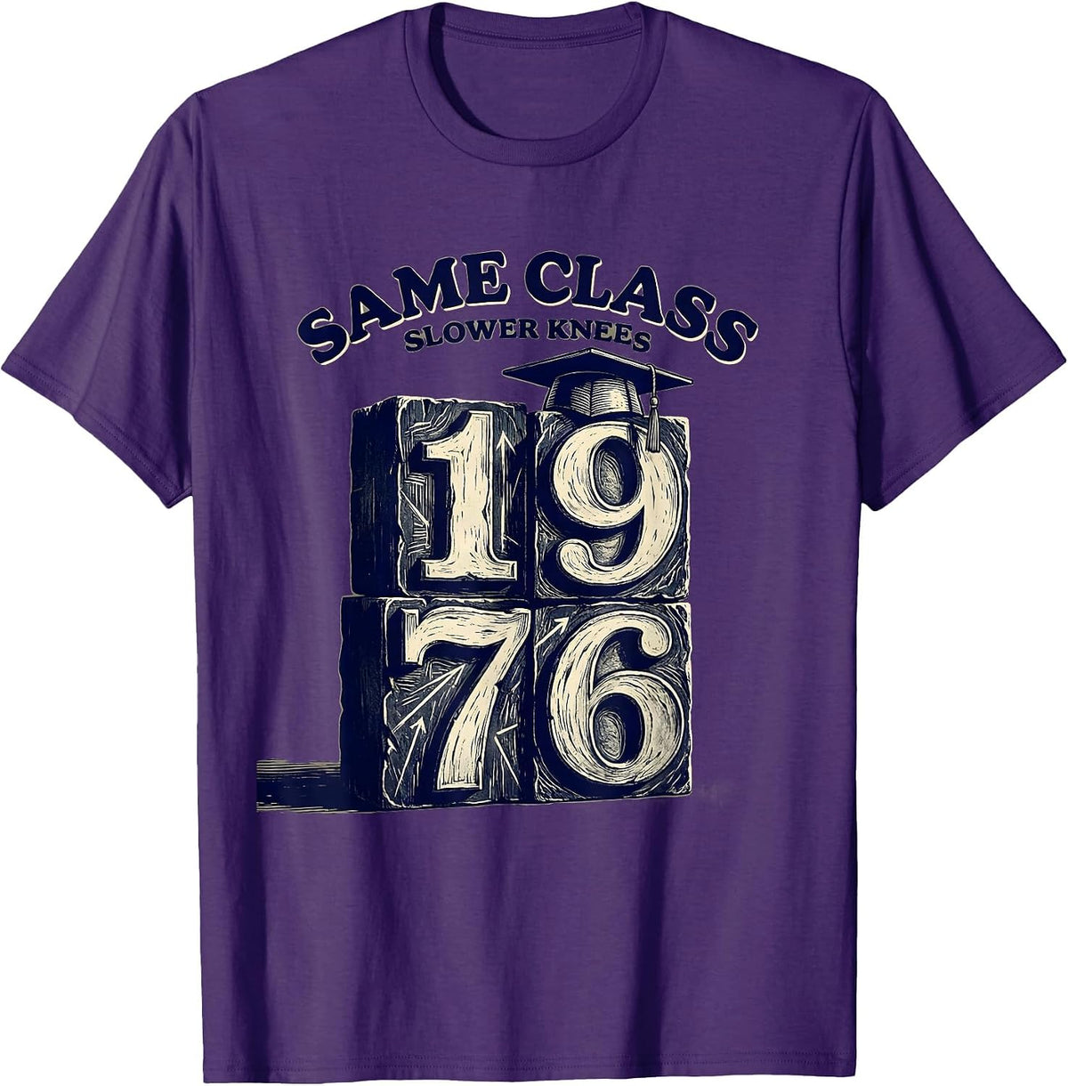 Men's Same Class Slower Knees 1976 Vintage High School Reunion T-Shirt - Purple