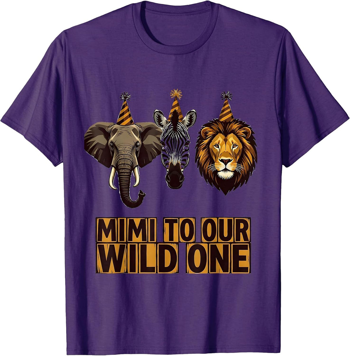 Men's Mimi To Our Wild One Playful Safari Zoo Animal Party T-Shirt - Purple