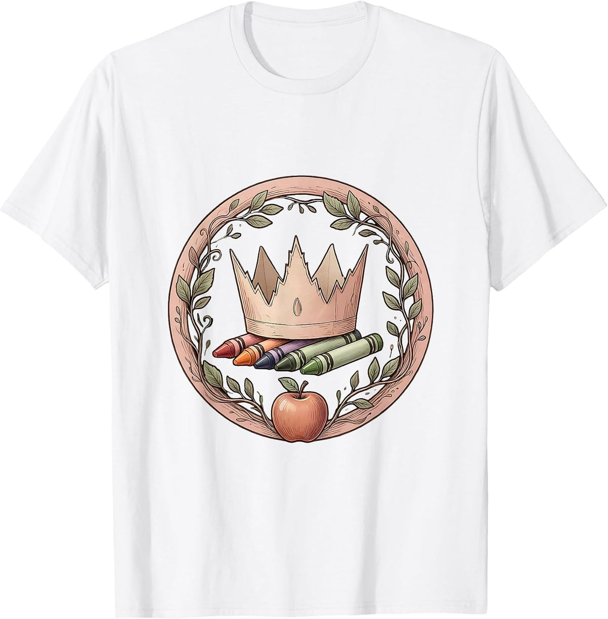Men's Kindergarten Teacher Construction Paper Crown T-Shirt - White
