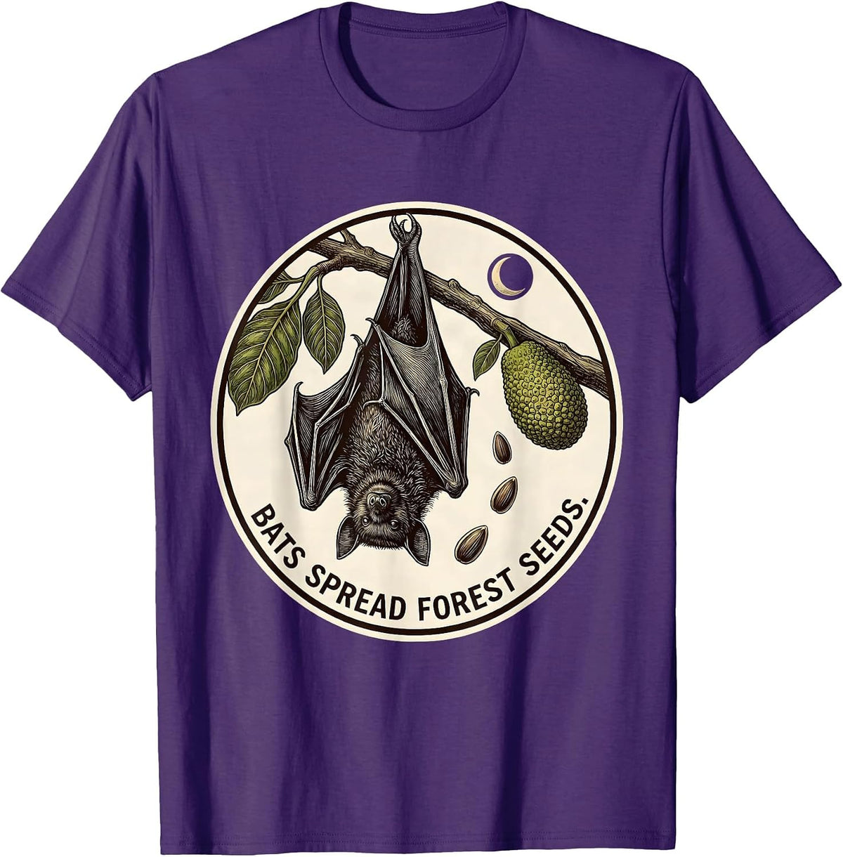 Men's Bats Spread Forest Seeds Botanical Bat Lover Halloween T-Shirt - Purple