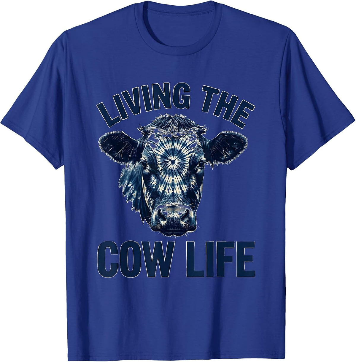 Men's Living the Cow Life Funny Farm Animal Design T-Shirt - Royal Blue