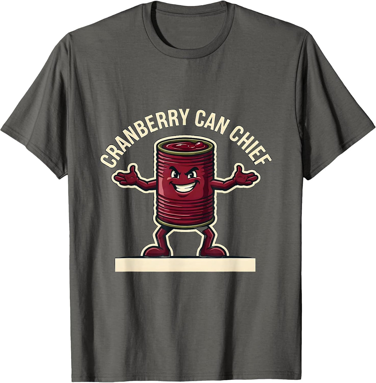 Men's Cranberry Can Chief Funny Thanksgiving Canned Cranberry T-Shirt - Asphalt Grey