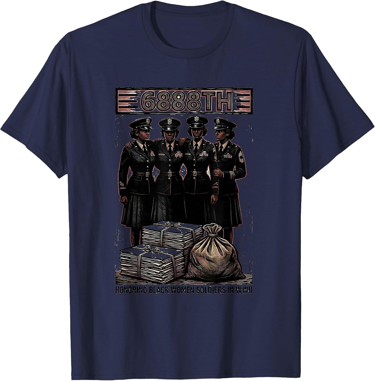 Men's 6888TH: HONORING BLACK WOMEN SOLDIERS IN WWII Tribute T-Shirt - Navy Blue