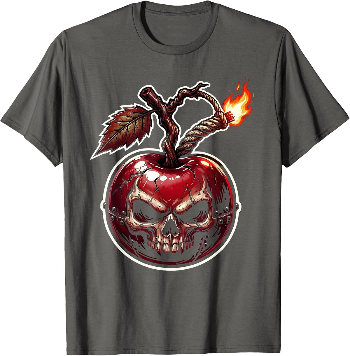 Cherry Bomb Vintage Illustration Graphic Tee T-Shirt - Asphalt Grey
