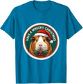 Have A Wheeky Christmas Funny Guinea Pig Santa Hat Sticker T-Shirt - Sapphire Blue