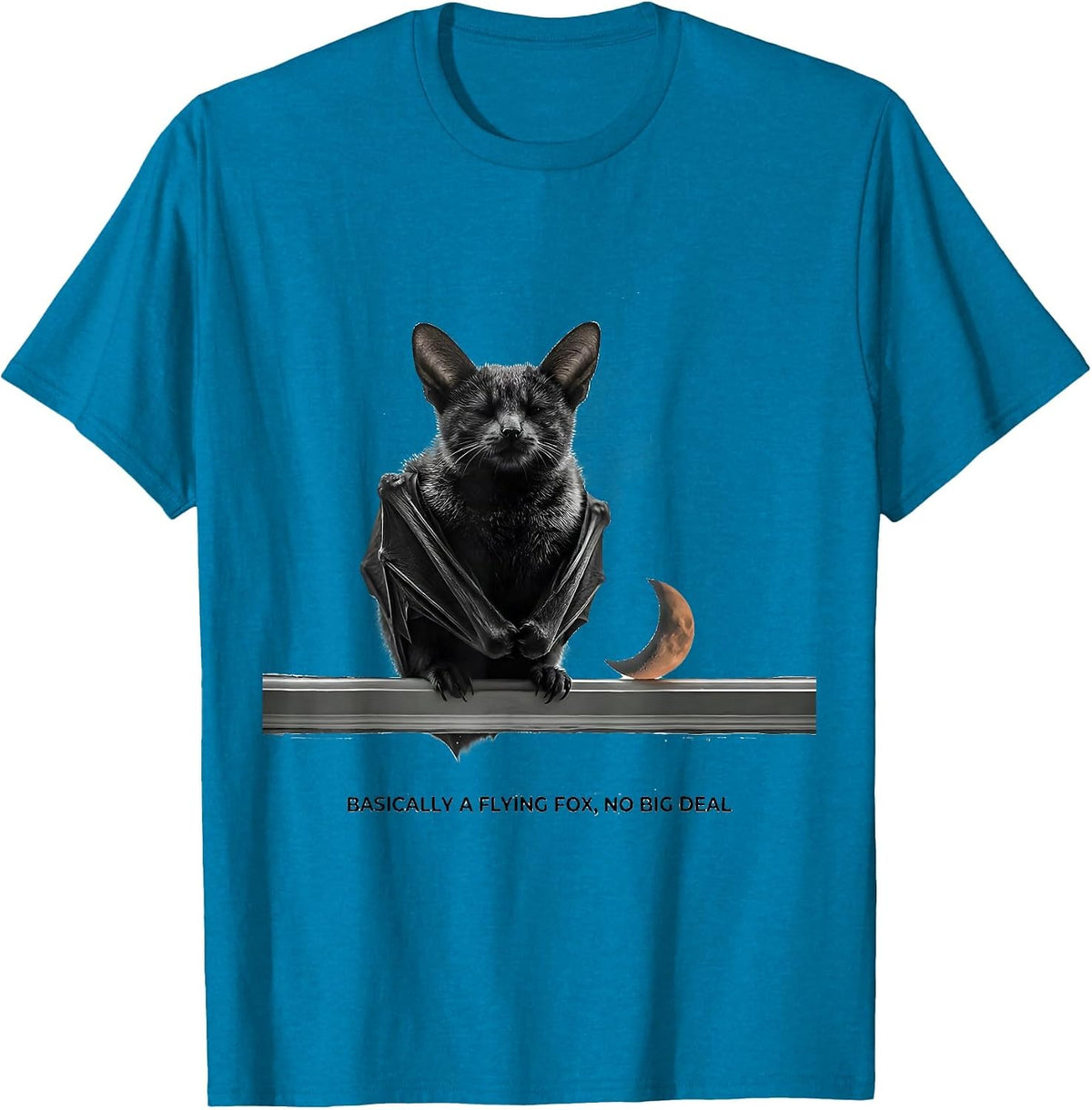 Basically A Flying Fox No Big Deal Funny Bat Lover Halloween T-Shirt - Sapphire Blue