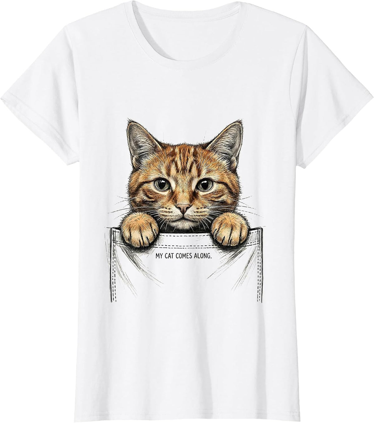 My Cat Comes Along Funny Cat Lover Novelty Gift T-Shirt - White