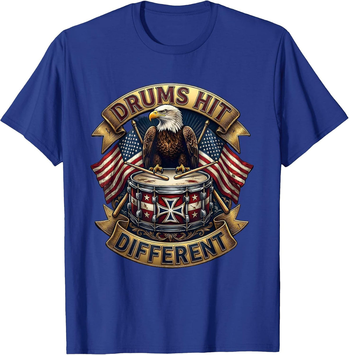 Drums Hit Different Drummer Music Design T-Shirt - Royal Blue