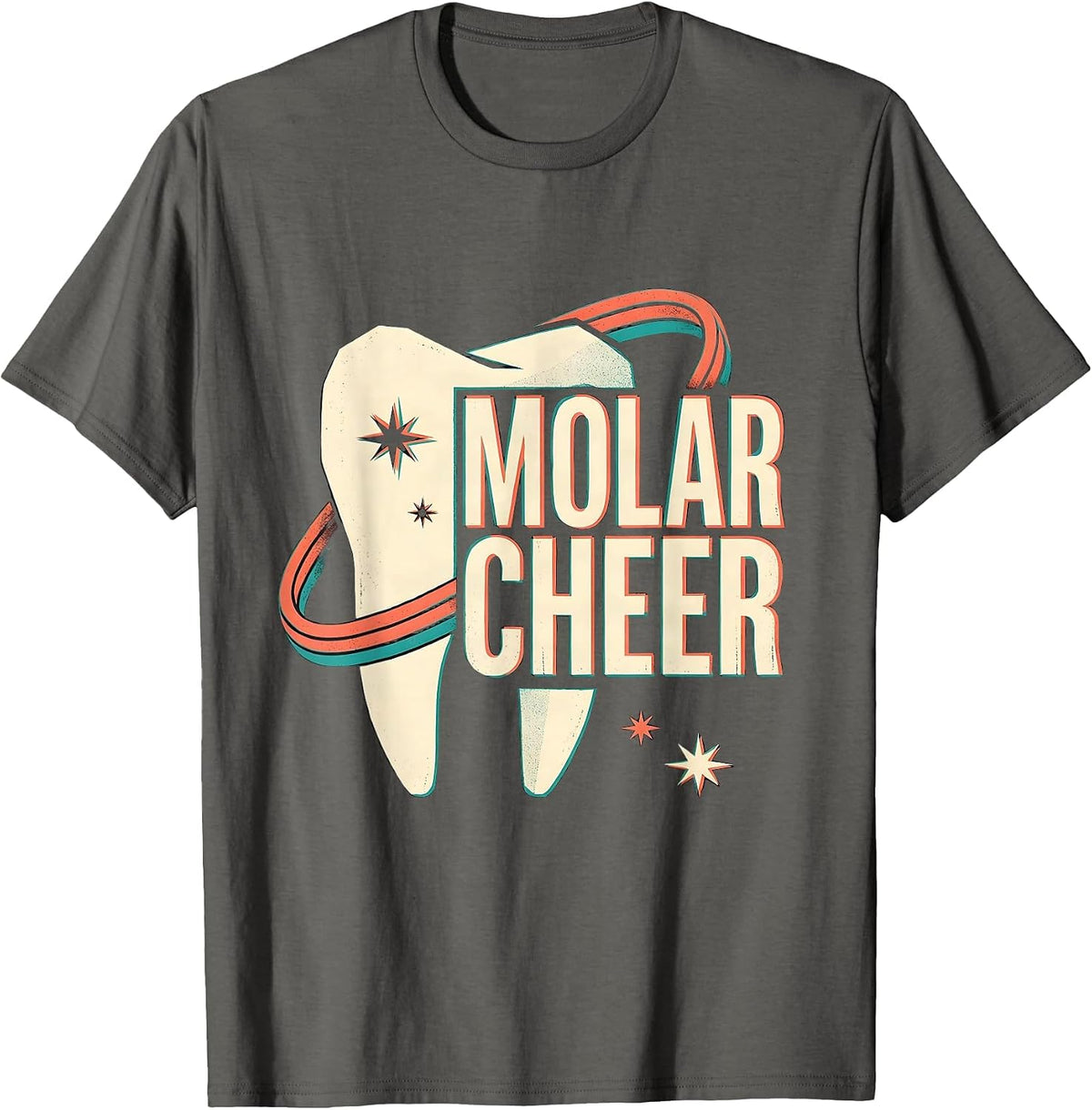Molar Cheer Midcentury Modern Dental Christmas Humor Dental T-Shirt - Asphalt Grey